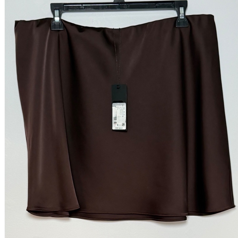 Gianni Bini NWT Satin Mini Skirt Chocolate Brown High Waisted A-Line XL